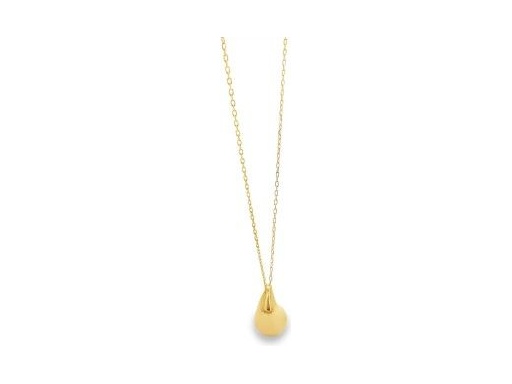 18K Yellow Gold Flame-Shaped Pendant Necklace – Adjustable Chain